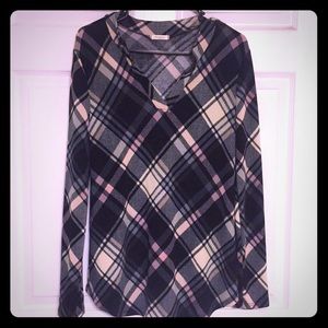 Lightweight plaid tunic sweater